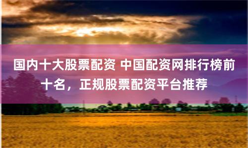 国内十大股票配资 中国配资网排行榜前十名，正规股票配资平台推荐